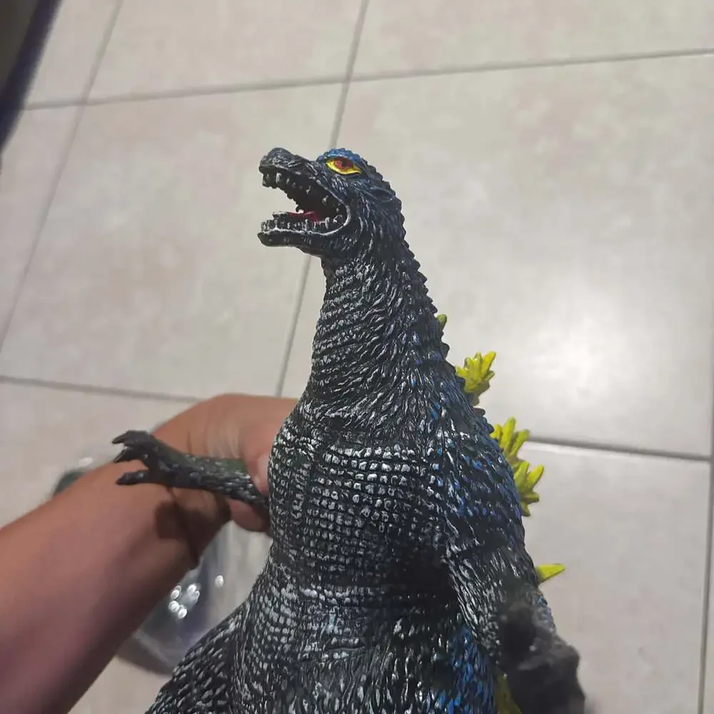 Vintage Godzilla Action Figure Toy Statue Black Blue Scales Y2K Style